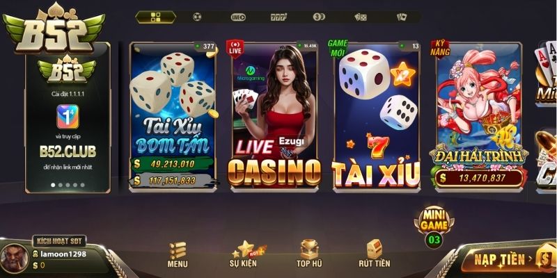 Các trò chơi nổi bật tại nền tảng B52club